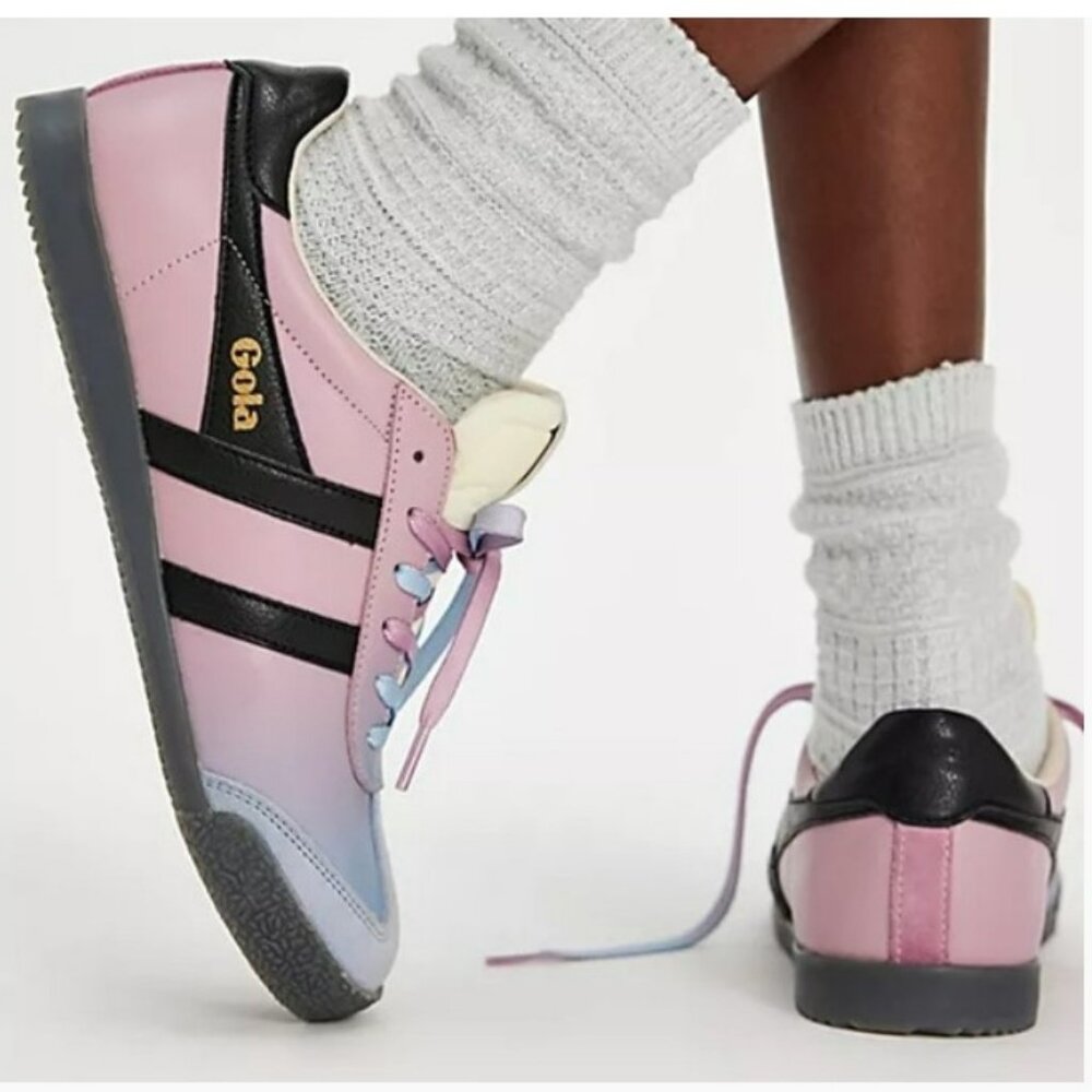 Gola Elan Ombre Low Top Leather Suede Purple, Pink Black Sneakers Size 7.5 - NEW